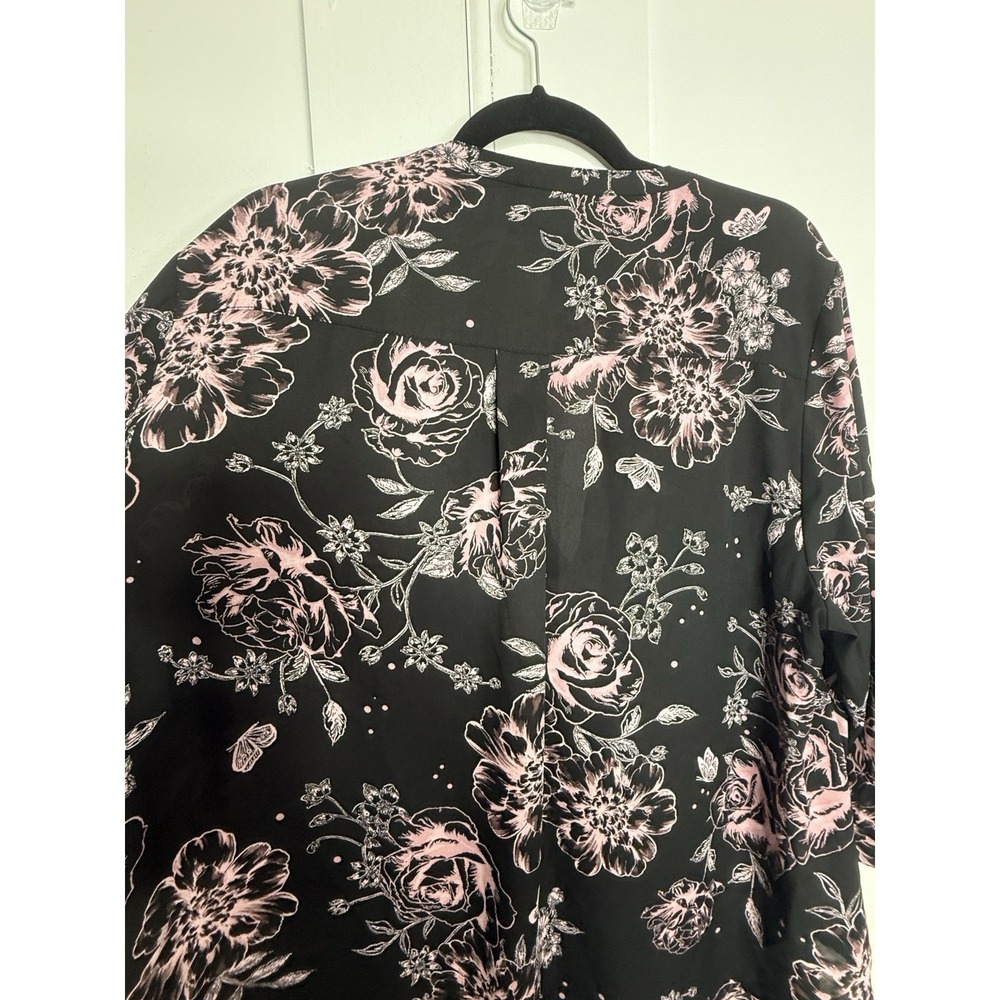 Torrid Black Harper Floral Pullover 3/4 Sleeve Top Size 1X Flowy Resort - Picture 5 of 5
